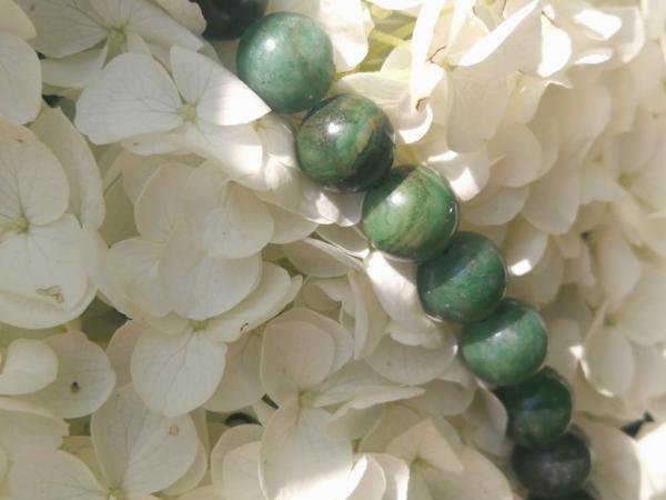 Fil de perles Jade africain - vert foncé 8 mm
